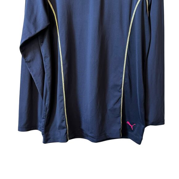 Puma Men’s Activewear T-Shirt Long Sleeve Blue Large Gym Workout Performance - Picture 4 of 5